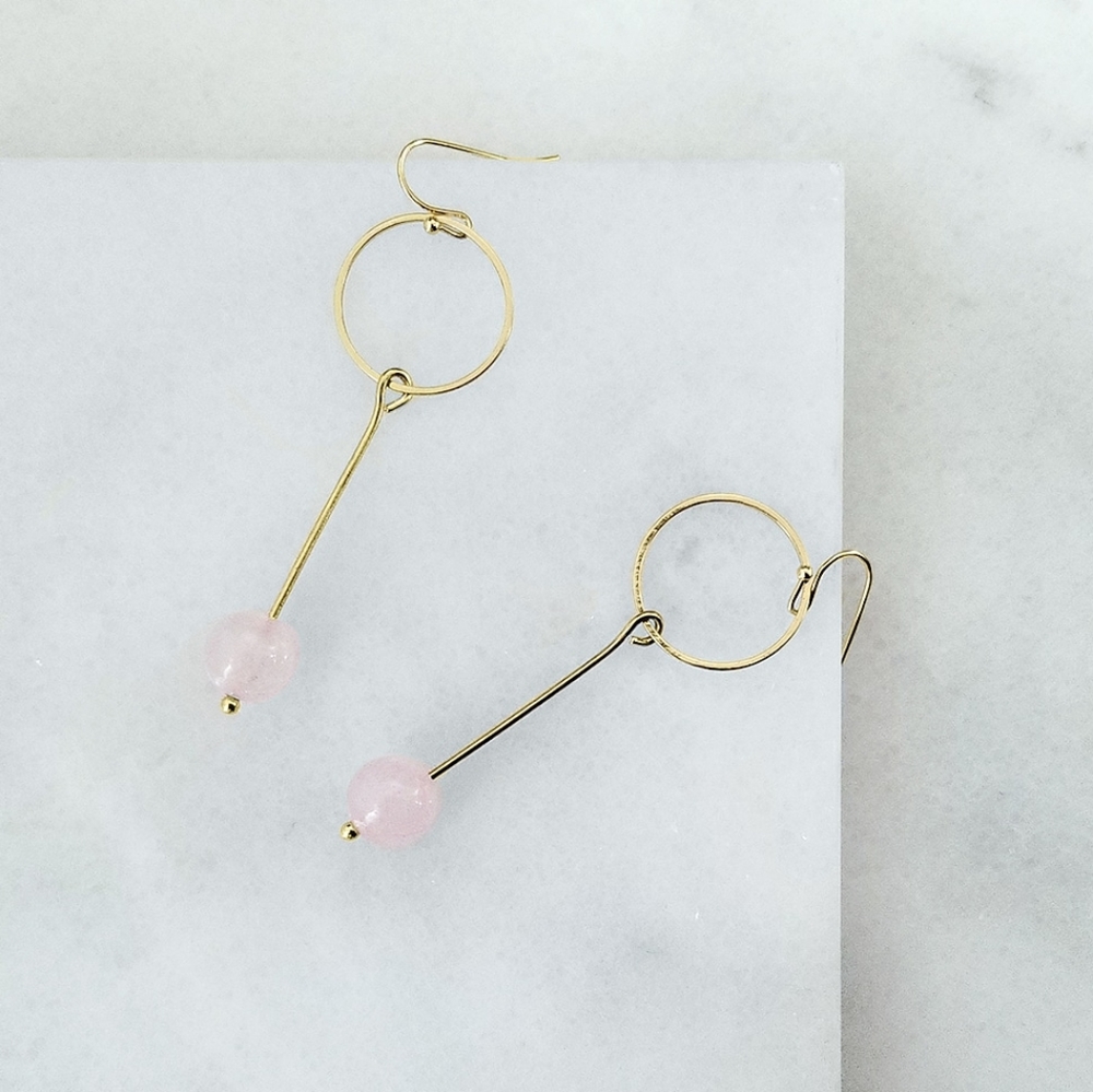 Rose Quartz Dangle Earrings